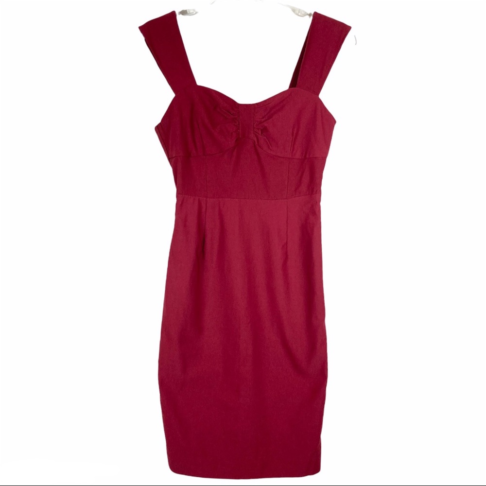 Fervour Modcloth Burgundy Red Sleeveless Sheath Dress Sweetheart Womens Size S